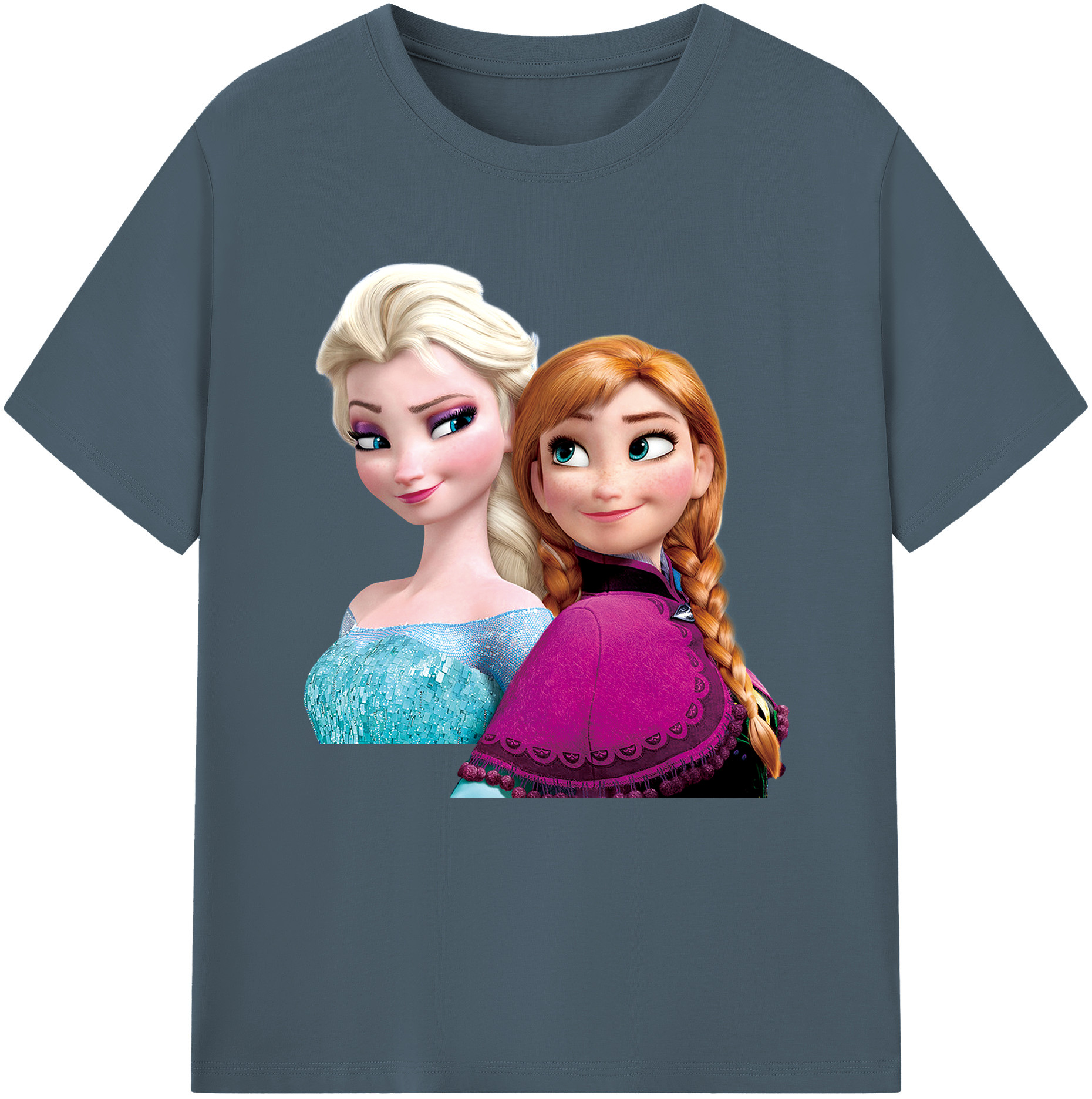 （画像用） アナと雪の女王 アンナ エルサ Frozen Anna Elsa 綿100％半袖Tシャツ（フロントプリント）